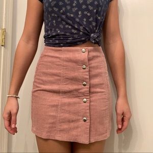 Baby pink button-up corduroy skirt - Size small
